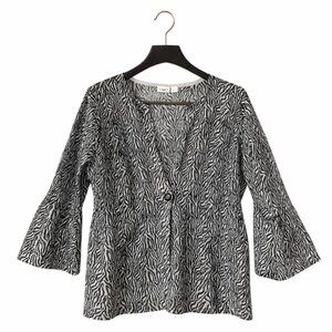 CATO Zebra Print Open-front Metallic Sweater - Size Large